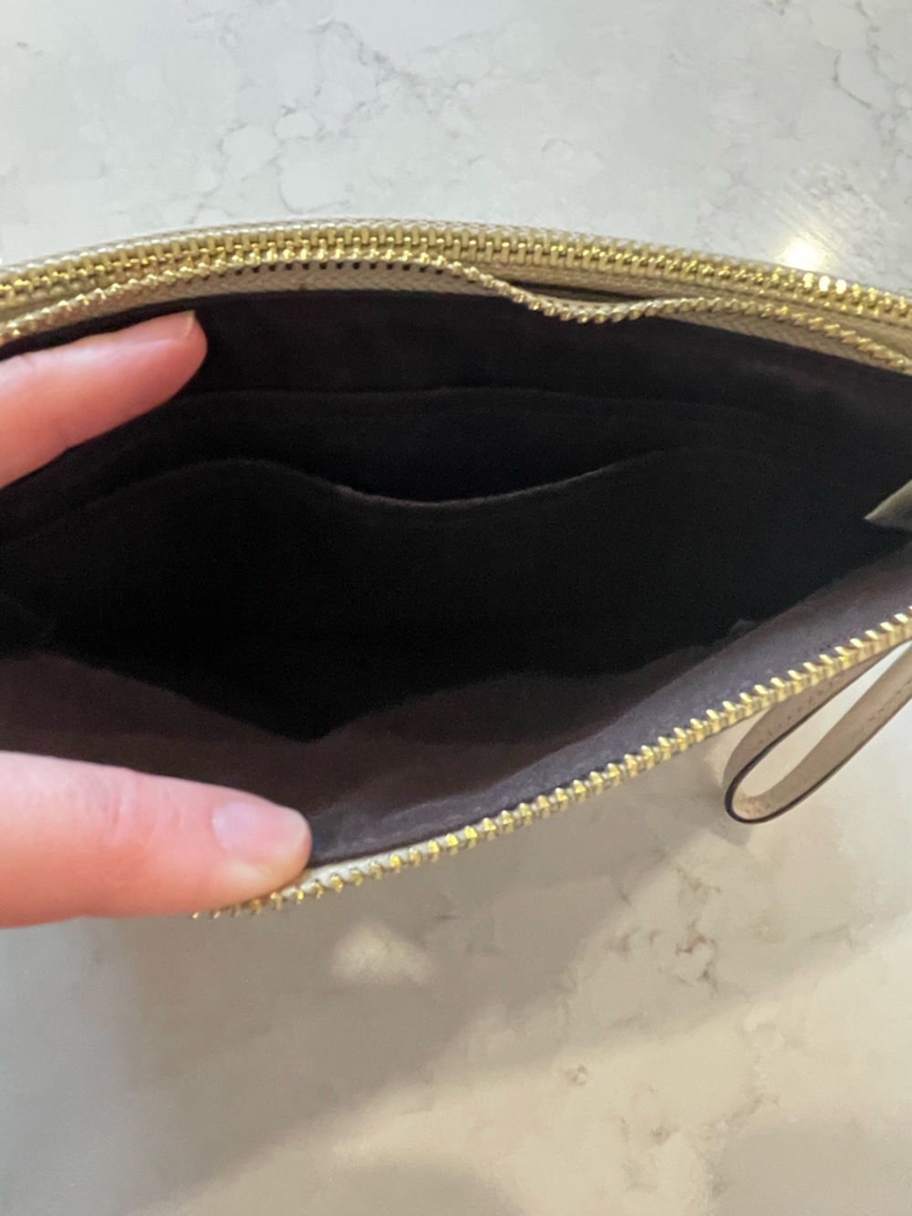 Coach Signature Beige Double Zip Wristlet Clutch - Picture 5 of 8